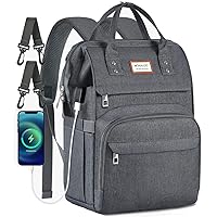 Mokaloo Large Diaper Bag Backpack, Dark Grey, Unisex, 25L Volume, 13 Pockets, USB Charging Port