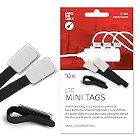LTC-2510 LTC Mini Tags-Black Management Cable Ties with Labels/Re-Useable Hook and Loop/Cord Organizer, 10ps