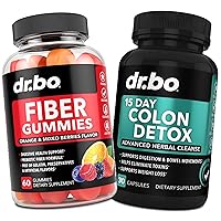 DR. BO Fiber Gummies Colon Cleanse Supplements - Tasty Gummy Prebiotic Fiber Supplement - Bowel Movement Support for Gut & Stomach Cleansing