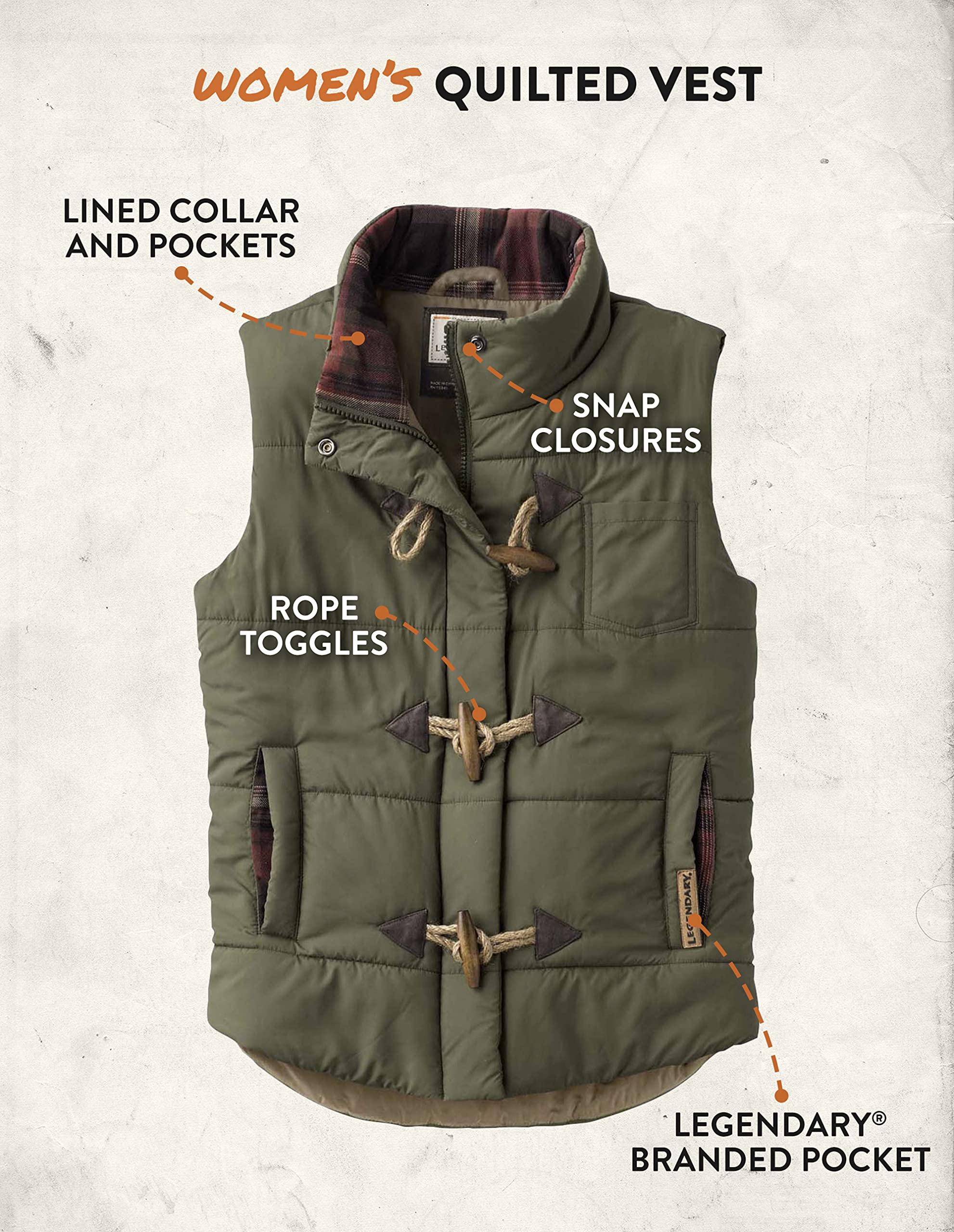 Legendary Whitetails Women's Quilted Toggle Puffer Vest