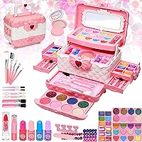 Mrabbitoo Kids Makeup Kit for Girl - 57PCS Kid Make Up Toys,Non Toxic & Washable Little Girls Toddler Play Toy,Real Princess Cosmetic for Children Age 4 5 6 7 8 10 12 Years Old,Teen Christmas & Birthday Gifts