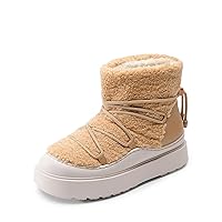 DREAM PAIRS Women's Warm Winter Snow Boots Moon Boots Womens Ankle Boots Faux Fur Lined Waterproof Mid Calf Booties Comfortable Insulated Outdoor Non-Slip Lace-Up Shoes