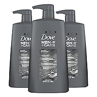 DOVE MEN + CARE Shampoo Charcoal + Clay 3 Count For Healthy-Looking Hair Naturally Derived Plant Based Cleansers 25.4 oz