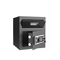 2 Cub Security Business Safe and Lock Box with Digital Keypad,Drop Slot Safes with Front Load Drop Box for Money and Mail,Business