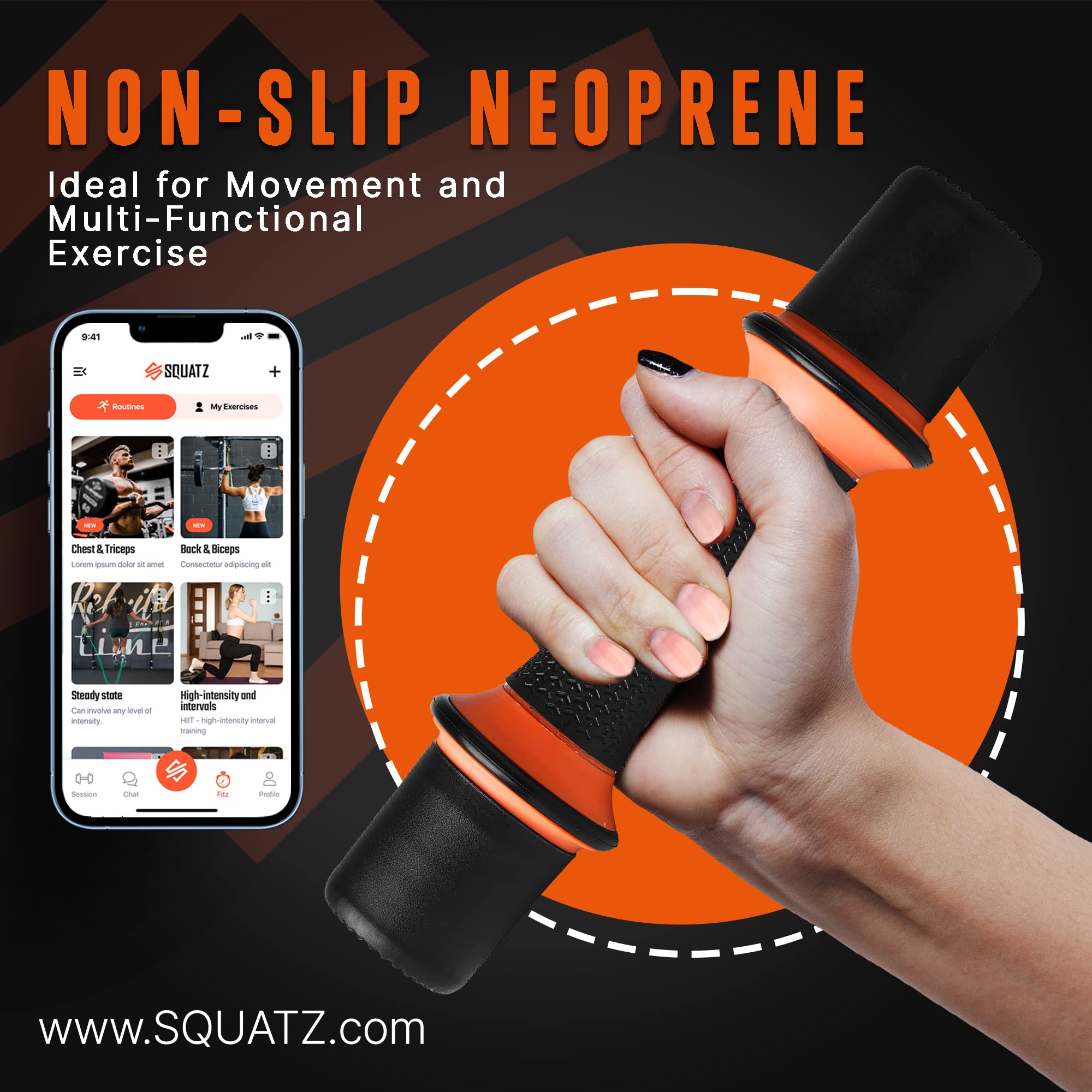 SQUATZ 7 lbs. Dumbbell Weight Set - Adjustable Weight All-in-One Versatile Dumbbells for Women, Non-Slip Neoprene Ideal for Common Movement and Multi Functional Exercise, Home Gym Training