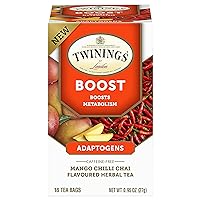 TWININGS Boost Mango Chili Chai Herbal Tea Bags, 0.95 oz, 18/Box