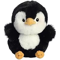 Aurora® Round Rolly Pet™ Peewee Penguin™ Stuffed Animal - Adorable Companions - On-The-Go Fun - Black 5 Inches