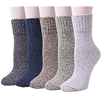 5 Pack Womens Wool Socks Winter Warm Socks Thick Knit Cabin Cozy Crew Soft Socks Gifts for Women