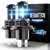 BEAMTECH H4 Led Bulb, Fanless In Line 9003 Fog Light Bulb 6500K Xenon White Halogen Replacement Fog Light Of 2