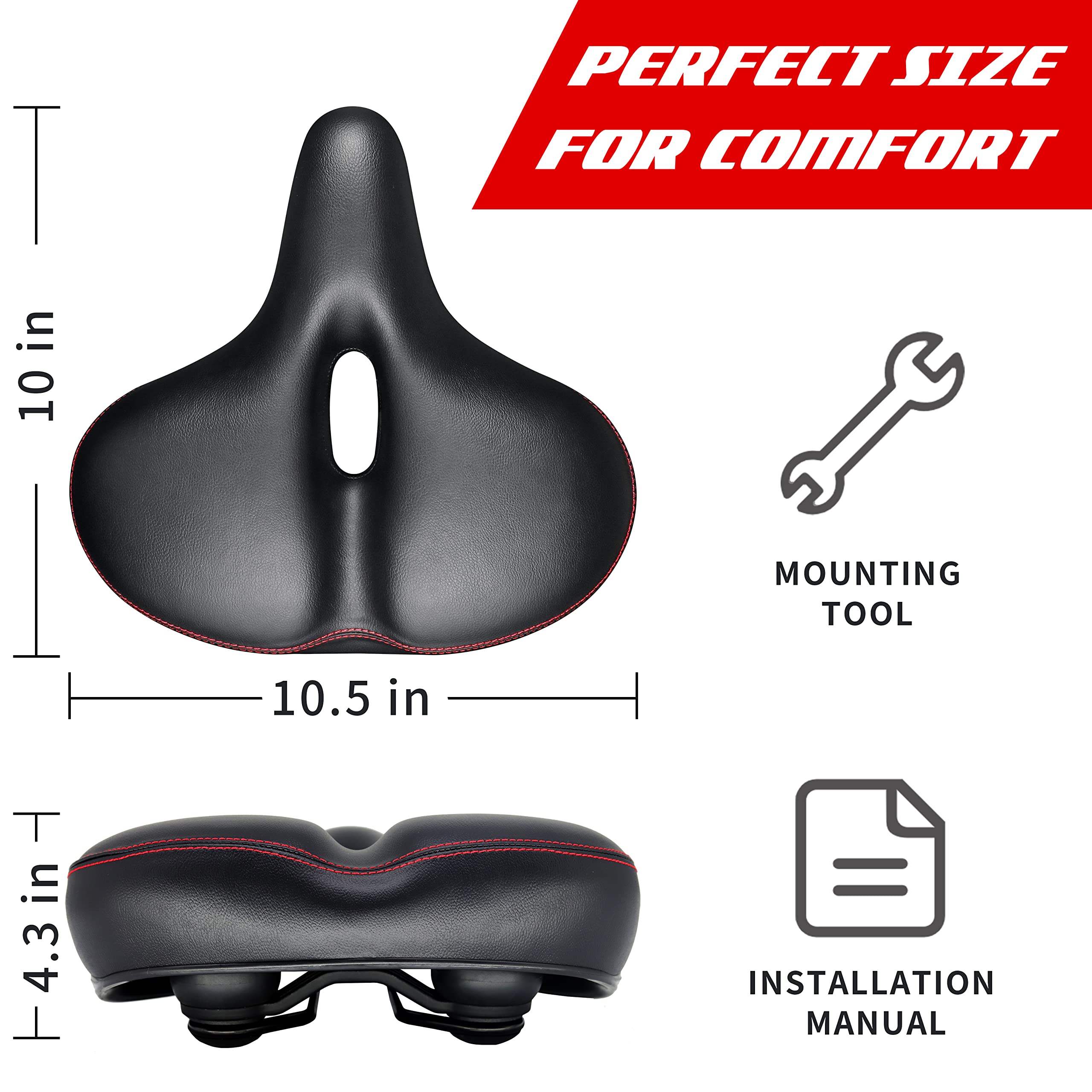 PeloFamily Wide Bike Seat Compatible with Peloton Bike & Bike Plus, Bike Seat Cushion for Comfort Wide, Bike Saddle Replacement for Women & Men, Extra Padding Bicycle Seat, Accessory for Most Bikes