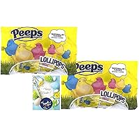 Peeps Marshmallow Flavored Lollipops 24 count | Great for Egg Hunt Deco Basket Stuffer Party Favor Treat Gift Candy | Soko Smiles Thank You Sticker.