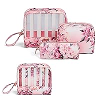Conair Makeup Bag, Cosmetic Bag - Great for Makeup Brushes or Cosmetics, Perfect Size for Purse or Carry-On, 3 Piece Set in Pink Floral Print