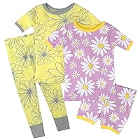 HonestBaby girls Multipack 2-Piece Pajamas Sleepwear PJs 100% Organic Cotton for Infant, Baby, Toddler Girls (LEGACY)