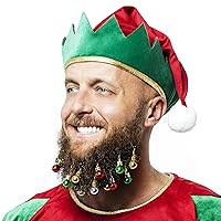Beard Ornaments - The Original 12pc Colorful Christmas Facial Hair Baubles for Men in the Holiday Spirit, Easy Attach Mini Mustache, Sideburns, Festive Red, Green, Gold, Silver Mix