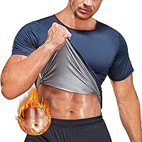 Men Sauna Sweat Vest Heat Trapping Compression Shirts Gym Sauna Suit Workout Slimming Body Shaper for Weight Loss