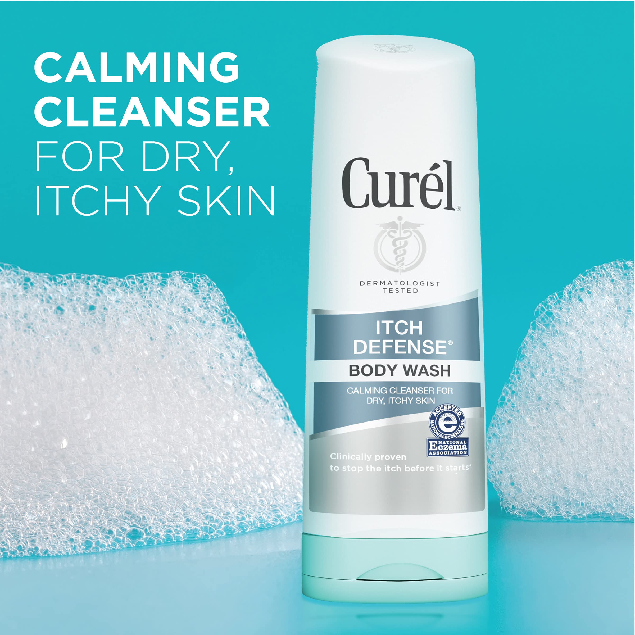 Curel Itch Defense Calming Body Wash, Soap-free Gentle Formula, for Dry, Itchy Skin, with Hydrating Jojoba and Olive Oil, 10 oz (Pack of 3)