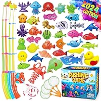 Goody King Magnetic Fishing Game Pool Toys for Kids - Bath Outdoor Indoor Carnival Party Water Table Fish Toys for Kids Age 3 4 5 6 Years Old 2 Players Gift (Large)