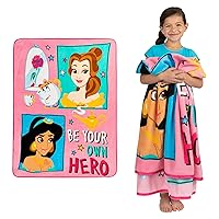 Disney Princess Kids Bedding Super Soft Micro Raschel Throw, 46 in x 60 in, 