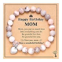 UNGENT THEM Natural Stone Heart Bracelet - Happy Birthday Gifts for Sister Friends Bestie Daughter Mom Grandma Mother in Law Women Her Girls