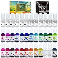 36 Alcohol Ink Set - 22 Vibrant Colors Alcohol Inks with 14 White Alcohol-Based Ink for Resin Petri Dish Making, Epoxy Resin Painting - Alcohol Color Dye for Resin Art, Tumbler Making - 0.35oz Each