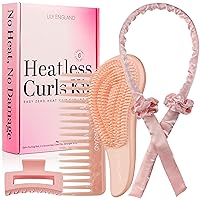 Lily England Heatless Hair Curler, 6-Piece Gift Set Heatless Curls Headband with Detangler Brush, Scruchies, Claw Clip & Comb for Styling - Hair Curlers to Sleep In, Hair Curlers No Heat