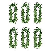 Beistle 6 Piece Tropical Fern Leaf Leis for Hawaiian Luau Party Favors, 420 Theme, 60's Photo Booth Props, Celebrating with You Since 1900, 40
