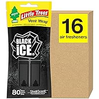 LITTLE TREES Car Air Freshener. Vent Wrap Provides Long-Lasting Scent, Slip on Vent Blade. Black Ice, 16 Air Fresheners, 4 Count (Pack of 4)