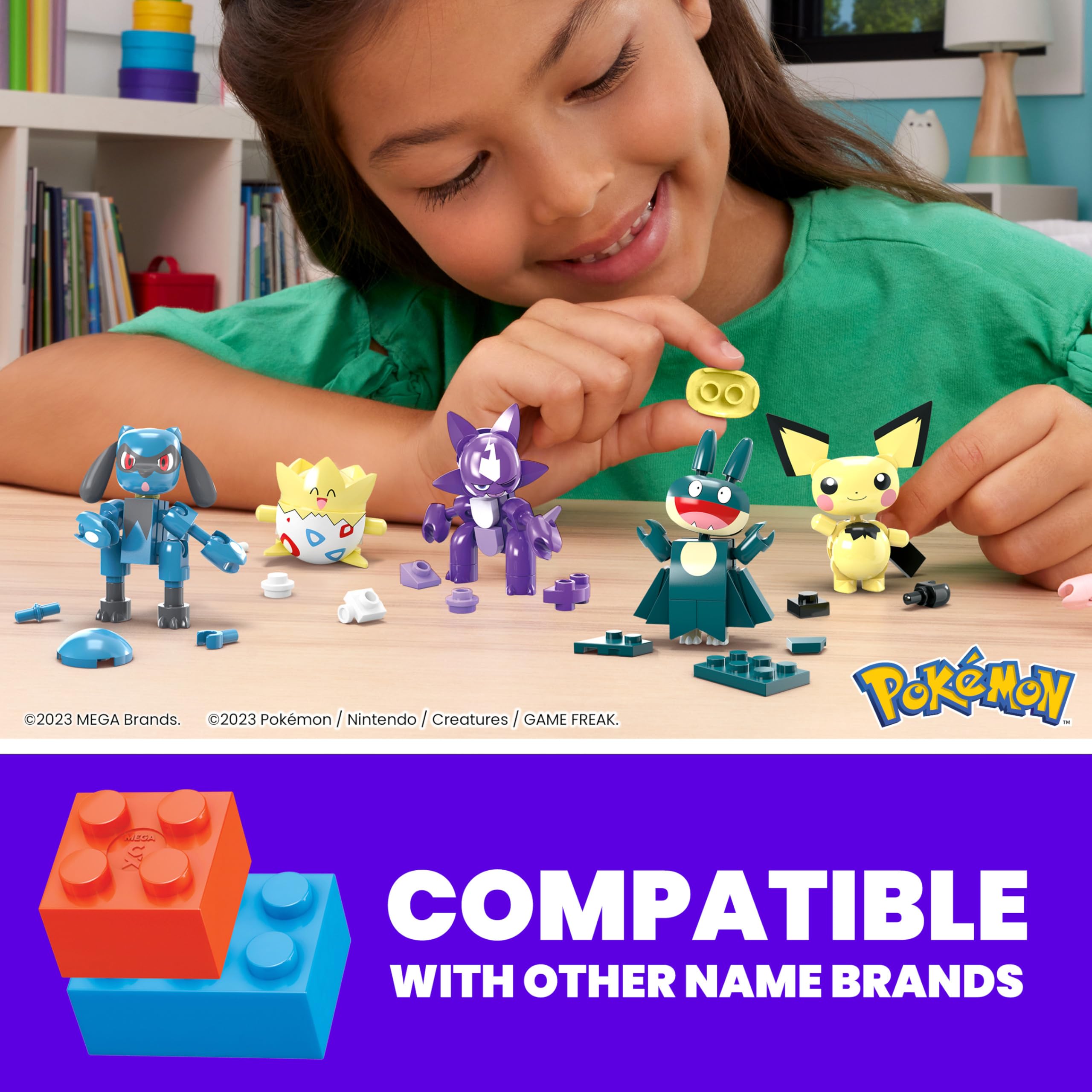MEGA Pokemon Action Figure Building Toys, Trainer 8 Pack with 189 Pieces, Togepi Pichu Happiny Munchlax Riolet Toxel Elekix and Mime Jr, For Kids (Amazon Exclusive)