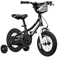 Koen & Elm BMX Style Toddler and Kids Bike, For Girls and Boys, 12-18-Inch Wheels, Training Wheels Included, Basket or Number Plate, Ages 2-9 Year Old, Rider Height 28 to 52 Inch