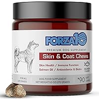 Dog Skin and Coat Supplement with Omega 3 Fish Oil Dogs, Provides Dog Allergy Relief, Salmon Flavor Dog Vitamins & Supplements for Itchy Skin Relief, Dog Allergy Chews with Probiotics, 90 Ct.