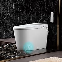 WOODBRIDGE T-0099 One Piece Elongated Smart Toilet Bidet with Foot Sensor Operation, Auto Open and Close Seat and Lid, Auto Flush, Heated Seat and Integrated Multi Function Remote Control, White