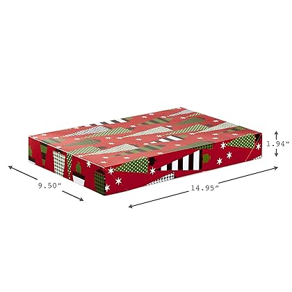 Hallmark Christmas Gift Boxes with Lids in Assorted Designs (Pack of 12: Trees, Stripes, Snowmen, Holly) Red, Green and White Patterned Shirt Boxes for Wrapping Gifts