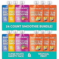 Designer Wellness Protein Smoothies Super Fruits Variety Pack and Tropical Fruit Bundle