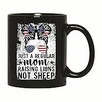 Mom Raising Lions Patriotic Humor Gift for Sarcastic Patriots 11oz 15oz Black Coffee Mug