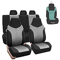 FH Group Car Seat Covers Full Set Supreme Twill Gray Seat Cover- Universal Fit, Automotive Seat Covers, 1-Piece Front Seat Covers, Airbag Compatible, Split Bench Rear Car Seat Cover for SUV, Sedan