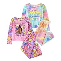 The Children's Place Girls' Fashion Flutter Top and Flared Pants 4 Piece Pajama Set