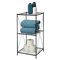 Zenna Home Floor Stand, 3 Shelves, for Bathroom, Bedroom, Utility Room Storage Rack, Cross-Style Design, Easy to Assemble, Black