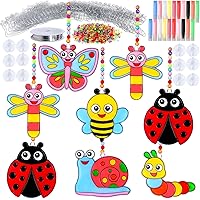 349 Pcs Spring Suncatcher Ornaments Decorations Spring Crafts Kit for Kids with Bug Butterfly, DIY Window Paint Art Suncatchers Window Ornaments Classroom Painting Craft Project Game Activities