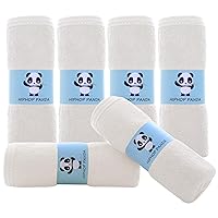 HIPHOP PANDA Baby Washcloths, Rayon Made from Bamboo - 2 Layer Ultra Soft Absorbent Newborn Bath Face Towel - Reusable Baby Wipes for Delicate Skin - Ivory, 6 Pack