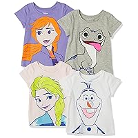 Disney | Marvel | Star Wars | Frozen | Princess Girls and Toddlers' Short-Sleeve T-Shirts, Multipacks