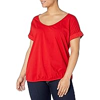 M Made in Italy Women's Plus Size Knitted S/S Top