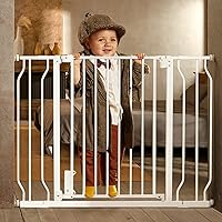 29.5” to 41.3” Baby Gate for Stairs Doorways and House, 30” Height Extra Wide Auto-Close Safety Dog Gate for Pets with Secure Alarm, Pressure Mounted, White