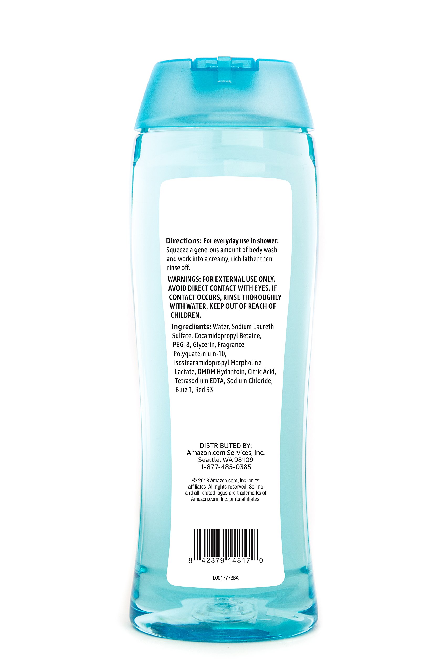 Amazon Brand - Solimo Body Wash, Cool Mist Scent, 21 Fl Oz (Pack of 4)