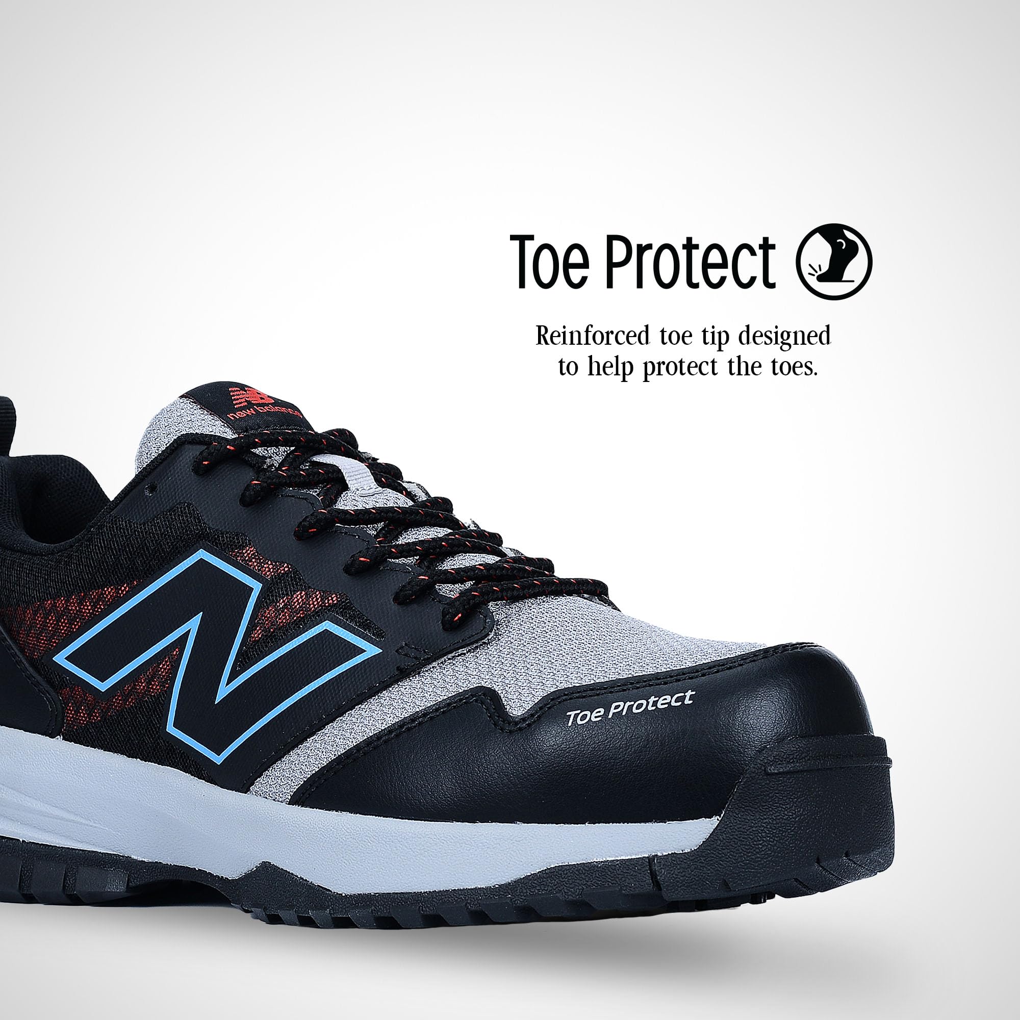 New Balance Men's Composite Toe Quikshift Industrial Shoe, Black/Blue/Red, 15 X-Wide