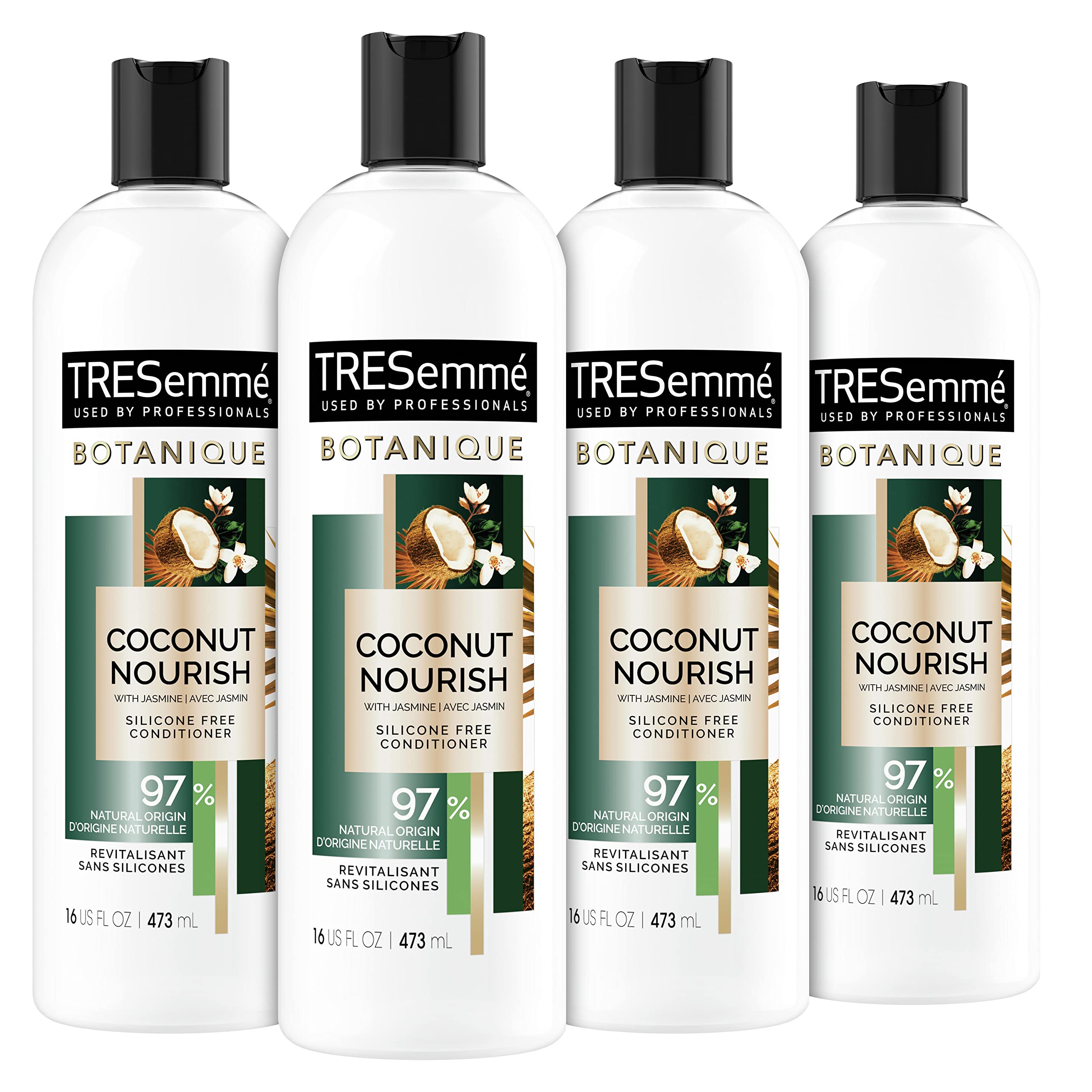 TRESemmé Conditioner Botanique Coconut Nourish 4 Count for Dry Hair And Damaged Hair 92% Natural Derived Ingredients with Professional Performance 16 oz