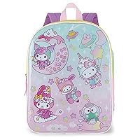 Fast Forward Hello Kitty Backpack for Girls 15” | Cute Hello Kitty Bookbag for Kids | Padded Straps & Large Zip Compartment | Hello Kitty & Friends Back to School Supplies