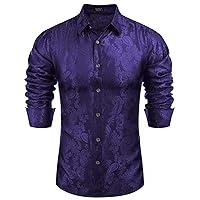 COOFANDY Men's Floral Printed Dress Shirt Long Sleeve Paisley Button Down Shirts for Wedding Party Prom