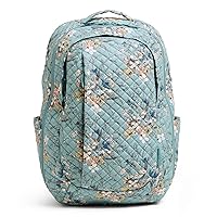 Vera Bradley Women's Cotton Large Travel Backpack Travel Bag, Sunlit Garden Sage - Recycled Cotton, One Size