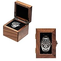 2 Pack Single Walnut Wooden Watch Gift Box Watch Storage Travel Case