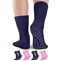 Pembrook Fuzzy Slipper Socks with Grippers for Women and Men - Non Skid Socks/No Slip Fuzzy Socks